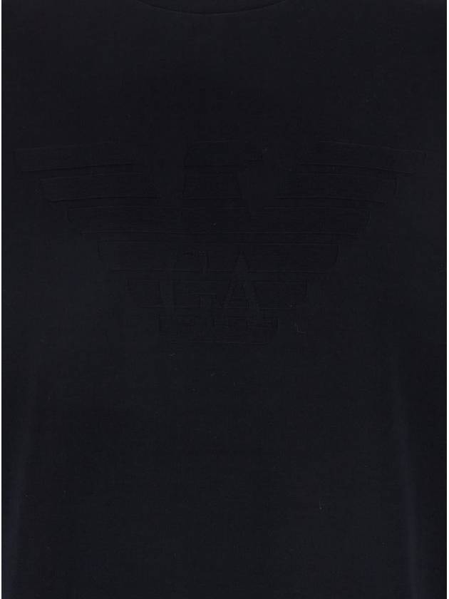 Blue T-Shirt With Logo On The Front Tone-On-Tone In Cotton Man - EMPORIO ARMANI - BALAAN 3