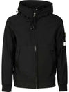 Wappen Patch Soft Shell R Fleece Hooded Jacket Noir - STONE ISLAND - BALAAN 1