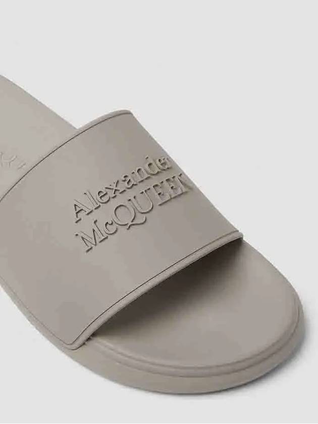 Signature Logo Embossed Louver Slide Slippers Gray - ALEXANDER MCQUEEN - BALAAN 5