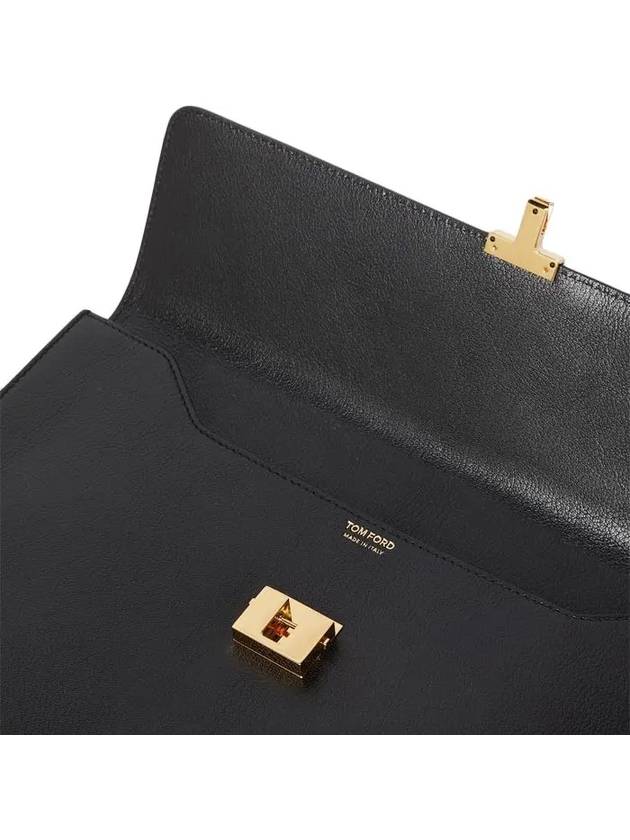 T Gold Tone Logo Push Lock Leather Document Holder Clutch Bag Black - TOM FORD - BALAAN 2