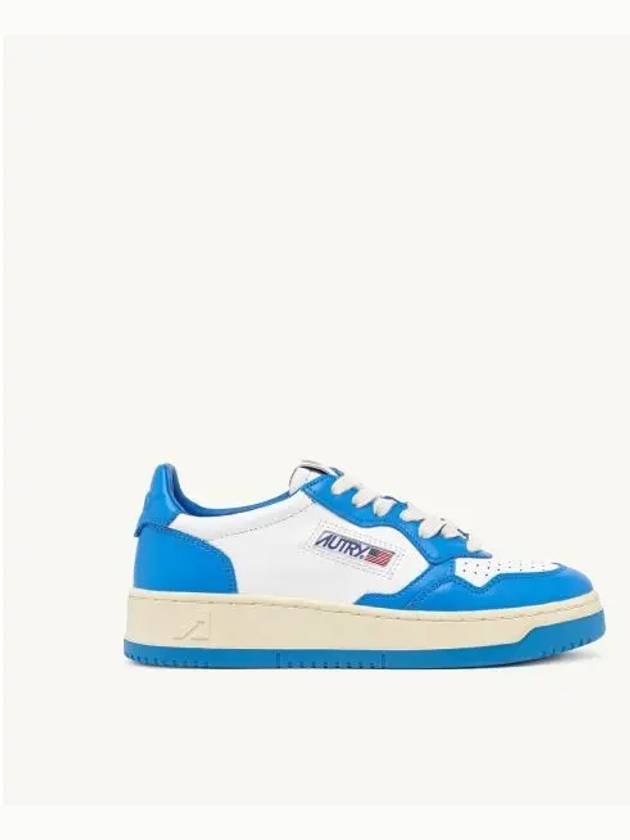 Men's Medalist Leather Low Top Sneakers Blue - AUTRY - BALAAN 1