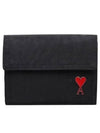 Signature Heart Logo D Ring Half Wallet Black - AMI - BALAAN 2