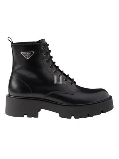 Brushed Leather Combat Boots Black - PRADA - BALAAN 2