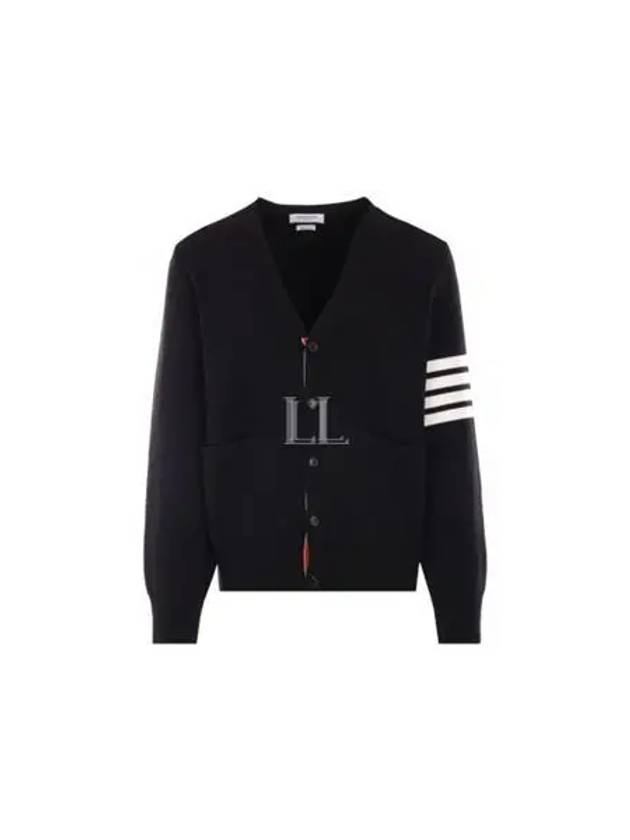 Milano Stitch 4-Bar Cardigan Black - THOM BROWNE - BALAAN 2