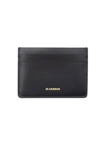 Logo Leather Card Wallet Black - JIL SANDER - BALAAN.