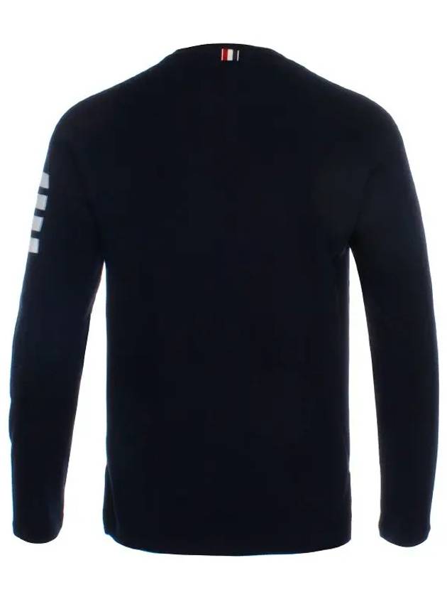 4-Bar Striped Cotton Long Sleeve T-Shirt Navy - THOM BROWNE - BALAAN 8