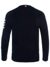 4-Bar Striped Cotton Long Sleeve T-Shirt Navy - THOM BROWNE - BALAAN 3