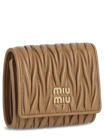 Matelasse Logo Nappa Leather Half Wallet Caramel - MIU MIU - BALAAN 2