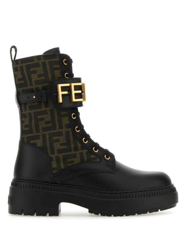 Fendigraphy Leather Worker Boots black Brown - FENDI - BALAAN 2