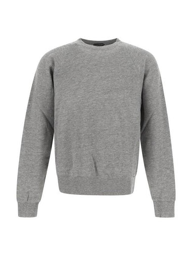 Brushed Back Cotton Blend Sweatshirt Melange - TOM FORD - BALAAN 1