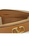 V logo signature canvas clutch bag brown beige - VALENTINO - BALAAN 9