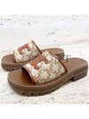 Clea Triomphe Canvas Calfskin Slipper Brown Beige - CELINE - BALAAN 3