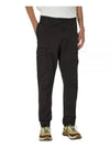 Stretch Cotton Gabardine Garment Dyed Cargo Straight Pants Black - STONE ISLAND - BALAAN 2