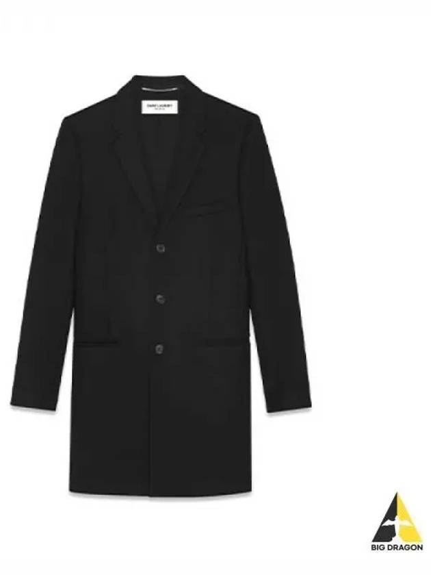 Wool Coat Black 552492 Y177W - SAINT LAURENT - BALAAN 1