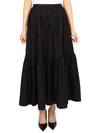 Flounce Maxi Skirt Black F7919 - GANNI - BALAAN.