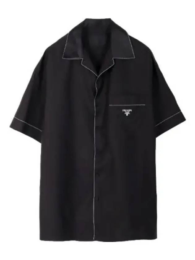 Logo Printed Silk Short Sleeve Shirt Men - PRADA - BALAAN 1