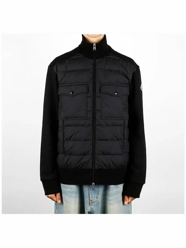 Logo Knit Padded Cardigan Black - MONCLER - BALAAN 3