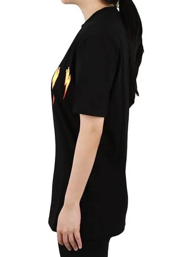 Flame Bolt Printing T-Shirt Black Women PBJT480D - NEIL BARRETT - BALAAN 3