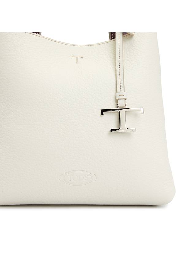 Logo Mini Leather Tote Bag White - TOD'S - BALAAN 9