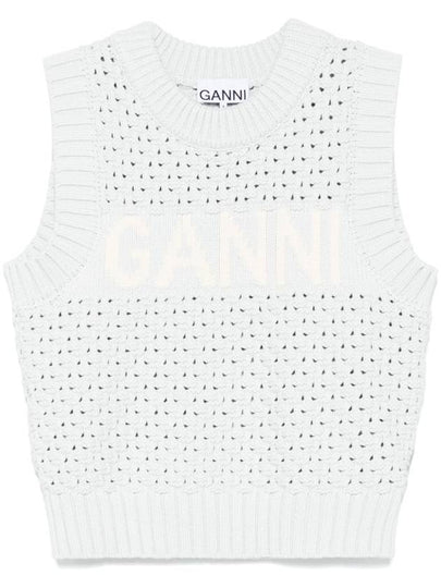 Logo Cotton Vest Light Blue - GANNI - BALAAN 2