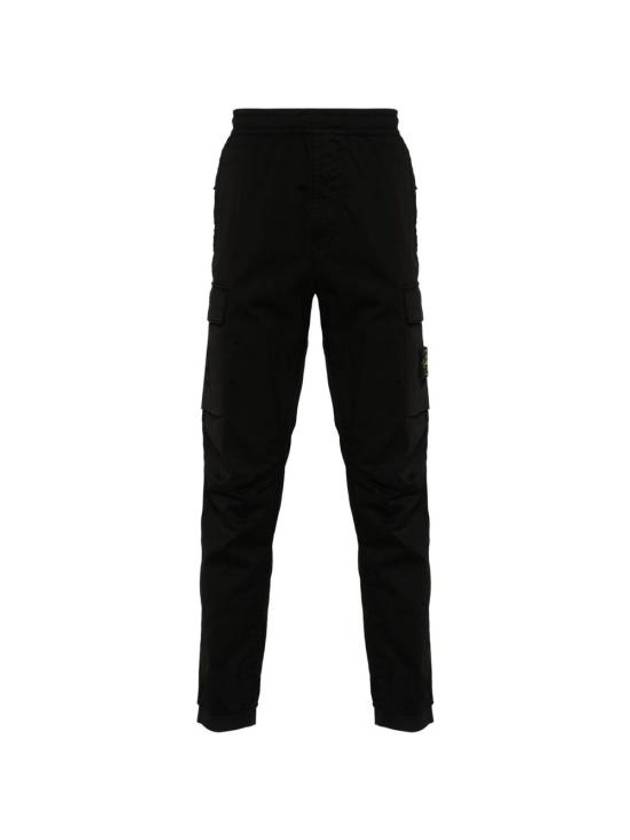 Regular Fit Cargo Cotton Track Pants Black - STONE ISLAND - BALAAN 1