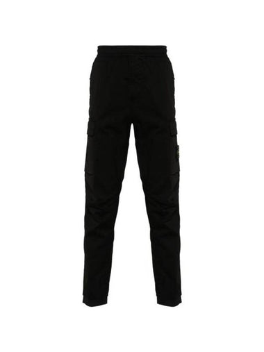 Regular Fit Cargo Cotton Track Pants Black - STONE ISLAND - BALAAN 1