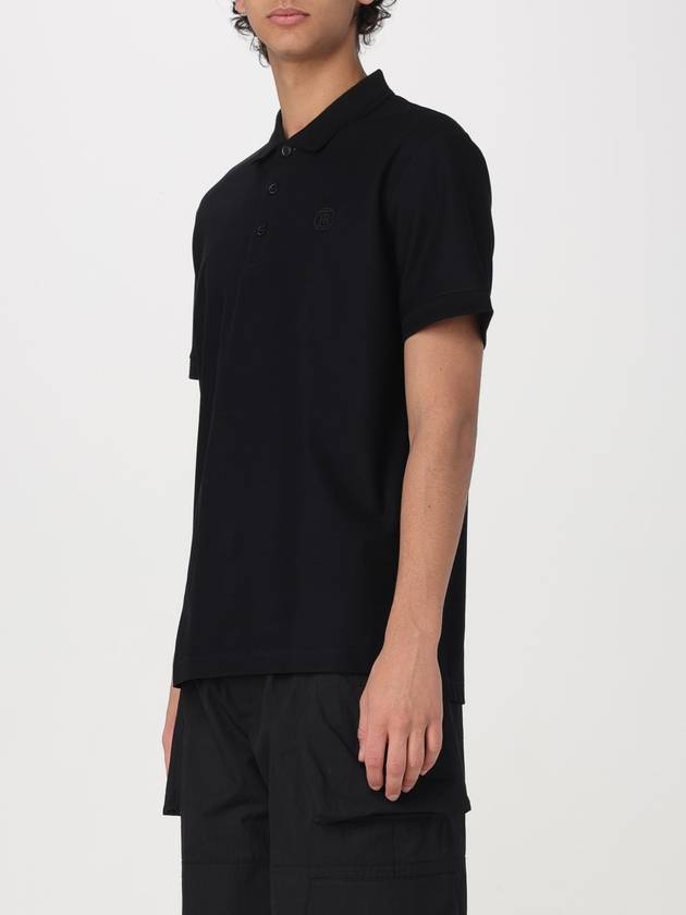 Men's Embroidered Logo Cotton Polo Shirt Black - BURBERRY - BALAAN 4