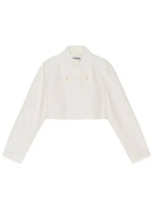 Slub Crop Jacket White - GANNI - BALAAN 2