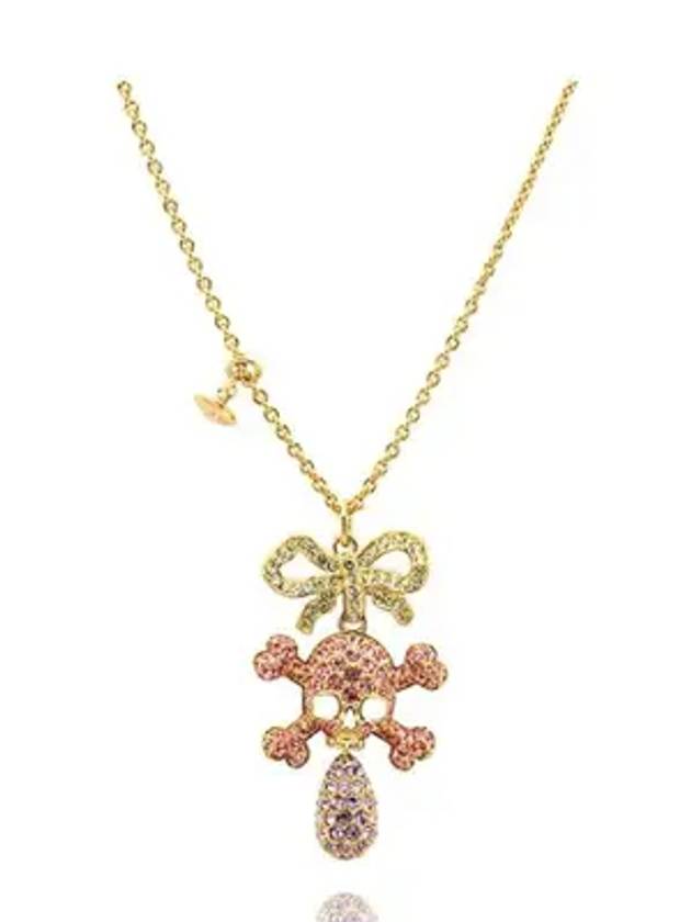 Women Faustine Skull Pendant Crystal Necklace Gold - VIVIENNE WESTWOOD - BALAAN 1