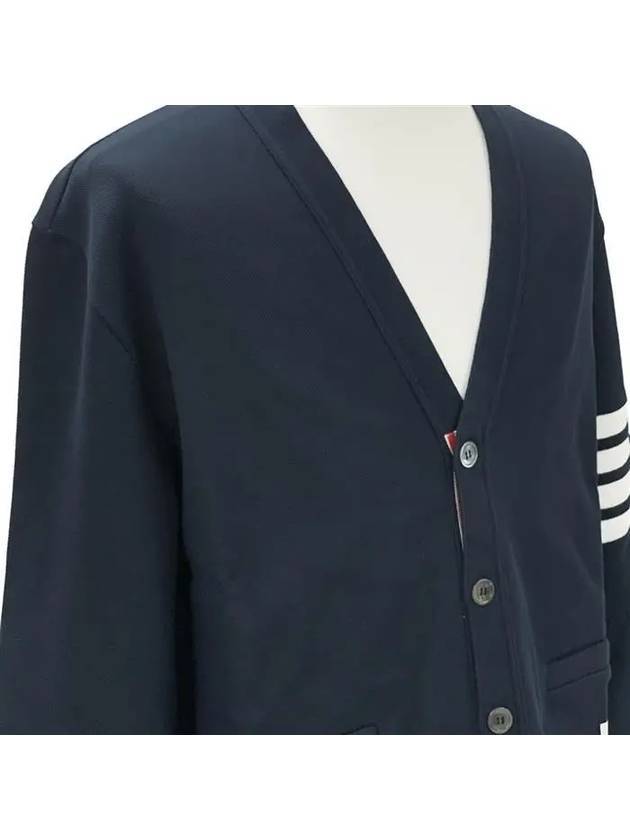 V-Neck 4 Bar Cardigan Navy - THOM BROWNE - BALAAN 4