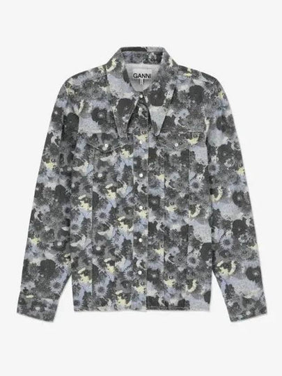 Women's Print Denim Shirt Brunella Blue - GANNI - BALAAN 2