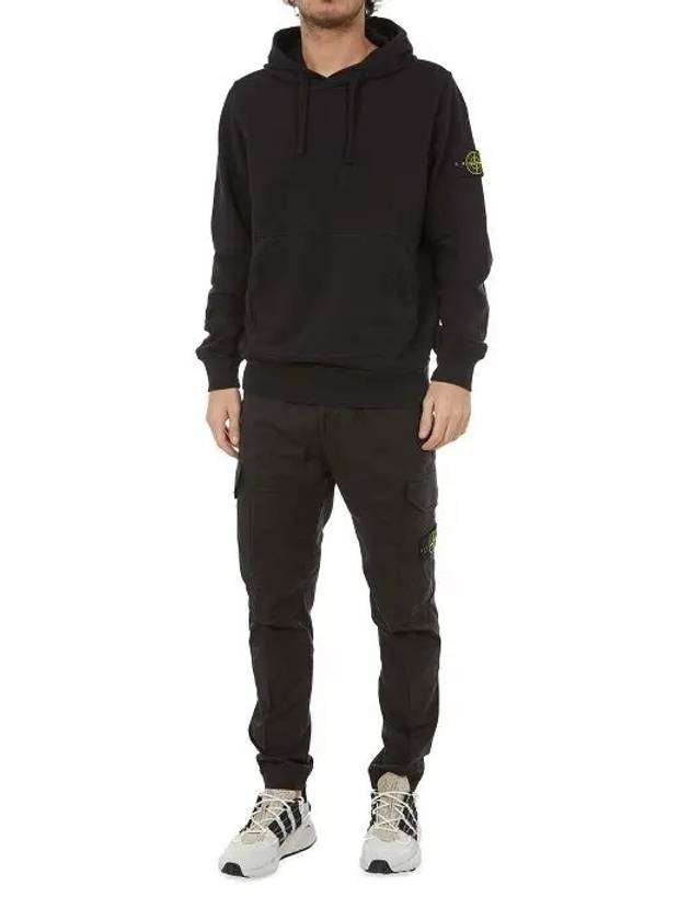 Wappen Patch Cotton Fleece Hoodie Black - STONE ISLAND - BALAAN 11