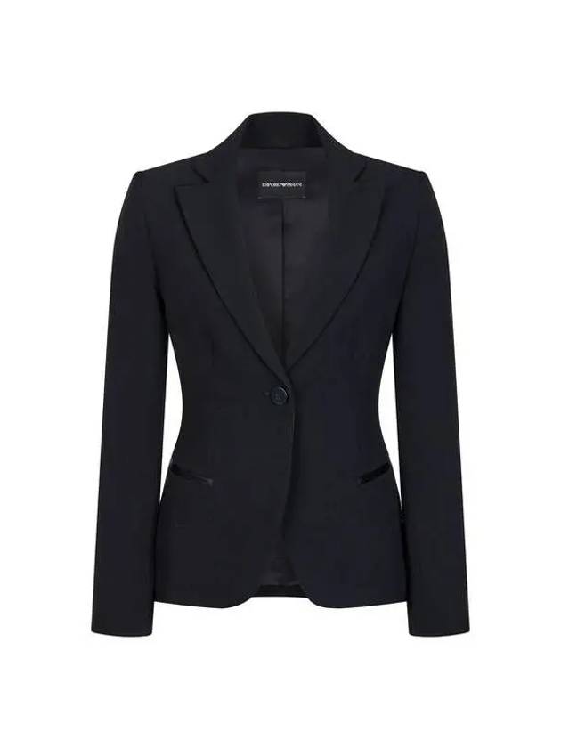 Women s Jetted Pocket One Button Easy Jacket Black - EMPORIO ARMANI - BALAAN 1