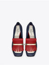 logo fringe loafer pumps heel navy - VALENTINO - BALAAN.