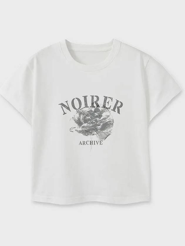 Archive Print Crop Short Sleeve T-Shirt White - NOIRER FOR WOMEN - BALAAN 3