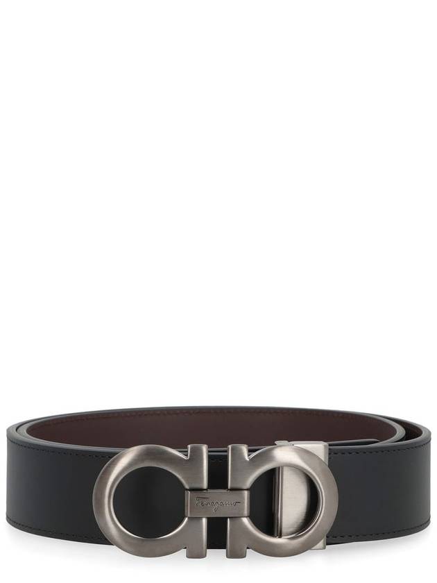 Gancini Reversible Adjustable Leather Belt Black Dark Brown - SALVATORE FERRAGAMO - BALAAN 2