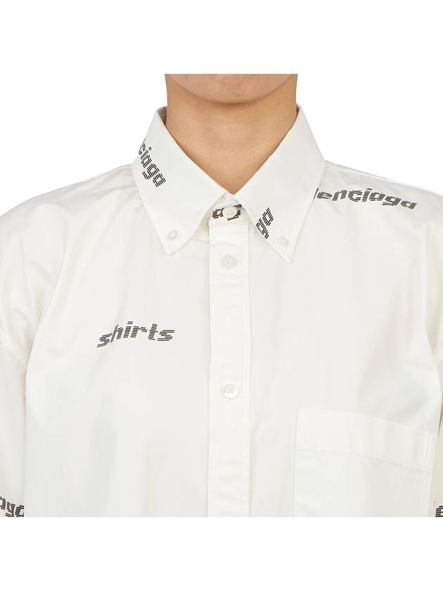 Printed Logo Allover Cotton Long Sleeve Shirt White - BALENCIAGA - BALAAN 7