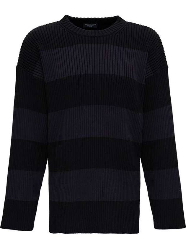 Back BB Logo Stripe Cotton Knit Top Black - BALENCIAGA - BALAAN 4