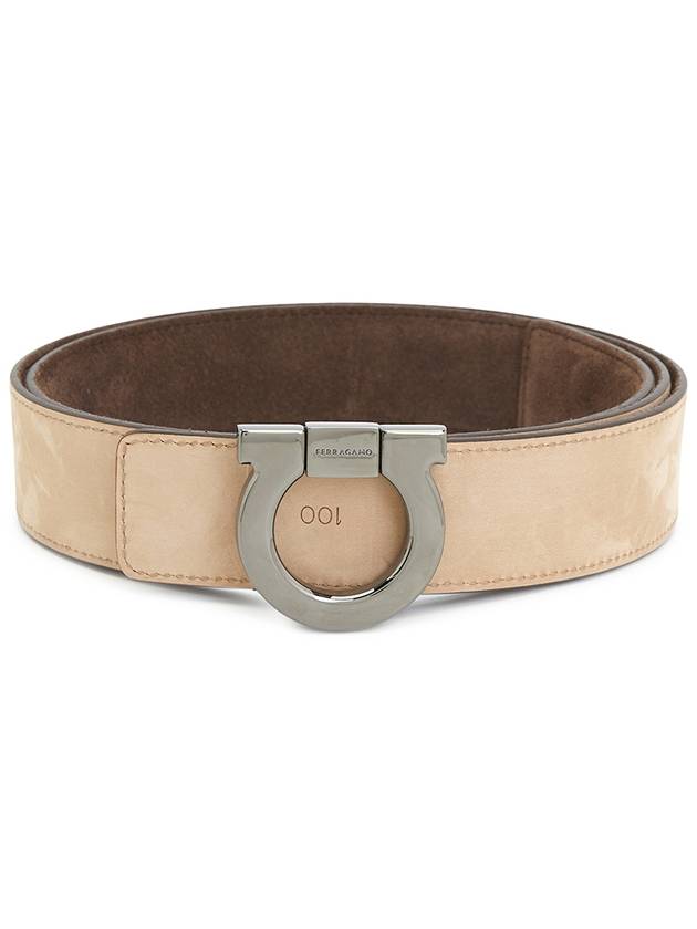 Gancini Reversible Leather Belt Brown - SALVATORE FERRAGAMO - BALAAN 3