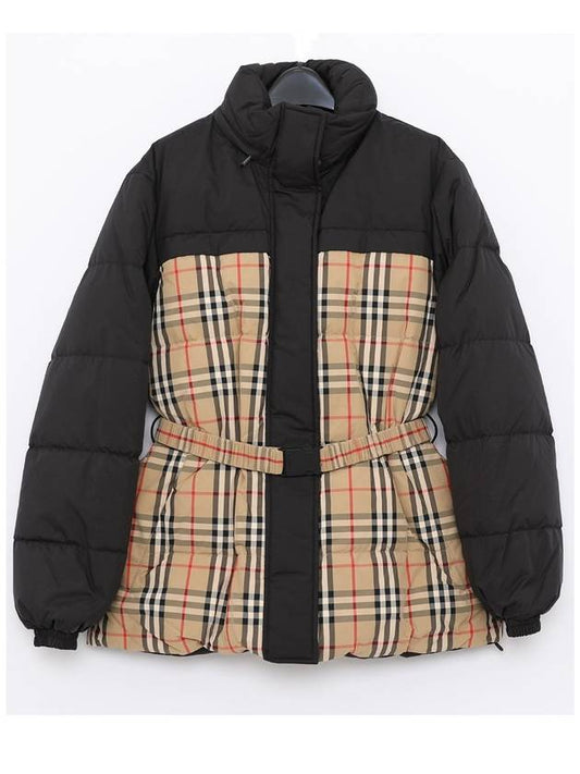 Check Reversible Down Puffer Jacket Beige Black - BURBERRY - BALAAN 2