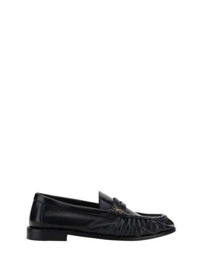 Le Signature Cassandre Logo Plaque Lamb Skin Loafer Black - SAINT LAURENT - BALAAN 2