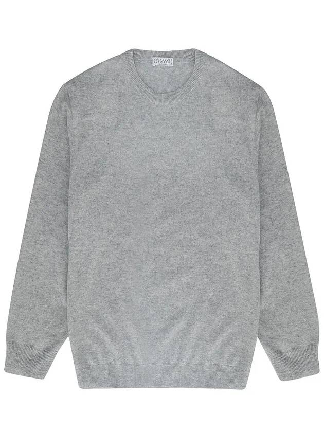 round neck knit top gray - BRUNELLO CUCINELLI - BALAAN.