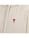 Embroidered Logo Organic Cotton Hoodie Beige - AMI - BALAAN 8