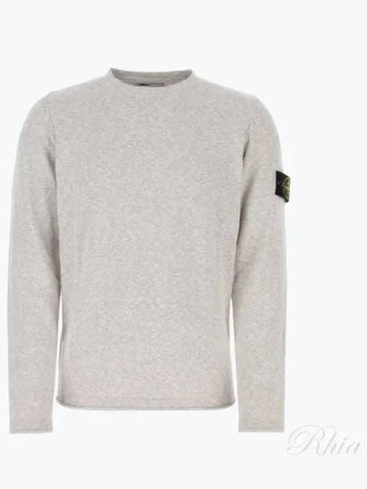 Logo Patch Crew Neck Cotton Nylon Knit Top Grey - STONE ISLAND - BALAAN 2