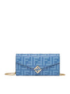 Diamond Continental FF Logo Chain Long Wallet Blue - FENDI - BALAAN 1