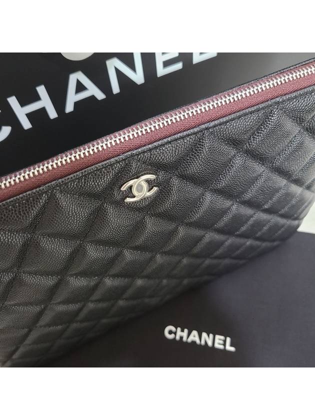 Medium Classic Clutch Bag Caviar Leather & Silver Black - CHANEL - BALAAN 6