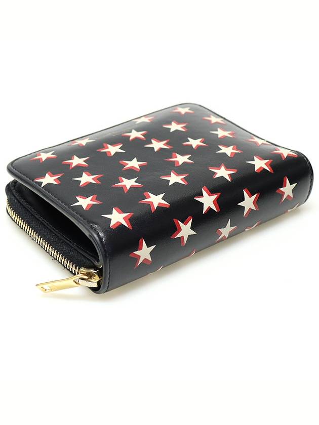 562796 Black leather star printing zipper compact half wallet - SAINT LAURENT - BALAAN 4