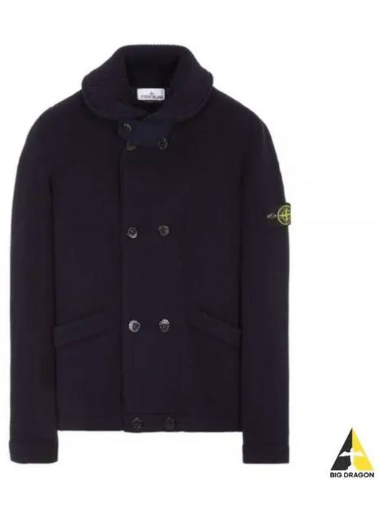 Double Button Knit Stretch Wool Cardigan Black - STONE ISLAND - BALAAN 2