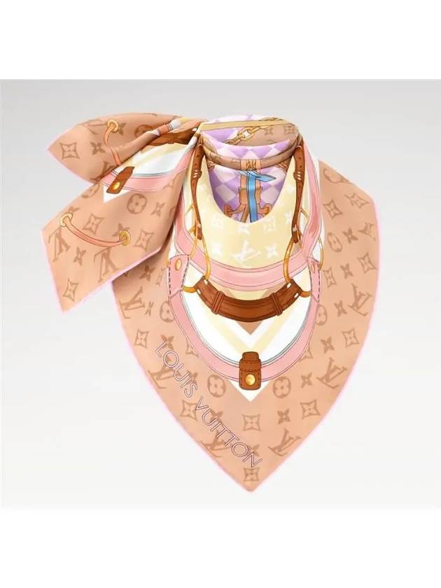 Flower And Straps Square 90 Scarf Beige - LOUIS VUITTON - BALAAN 3