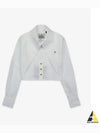 ORB Logo Embroidery Heart Cut-Off Crop Shirt White - VIVIENNE WESTWOOD - BALAAN 2